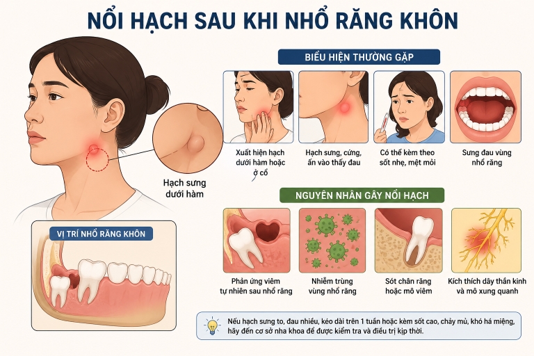 Nổi hạch sau khi nhổ răng khôn có thể nguy hiểm cần lưu ý
