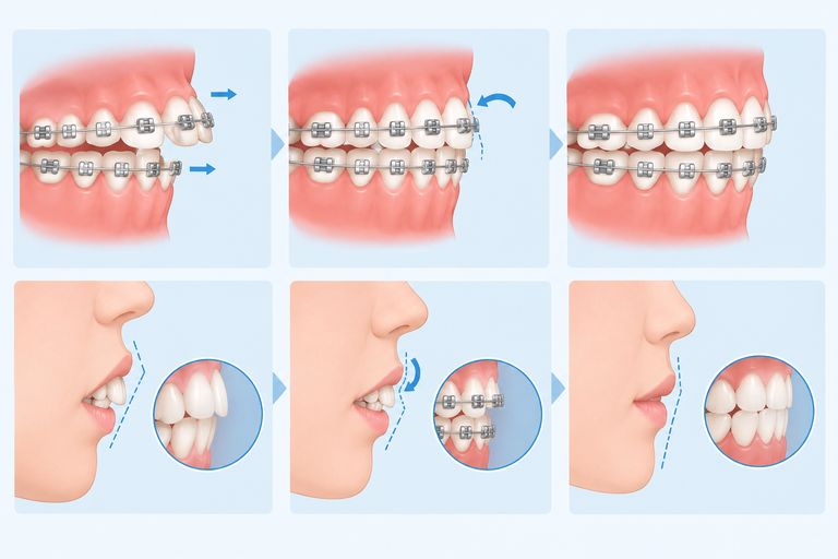 Đóng khoảng đối với trường hợp niềng răng hô