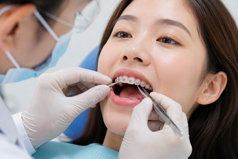 Quá trình gắn mắc cài niềng răng chỉ mất 1 tiếng